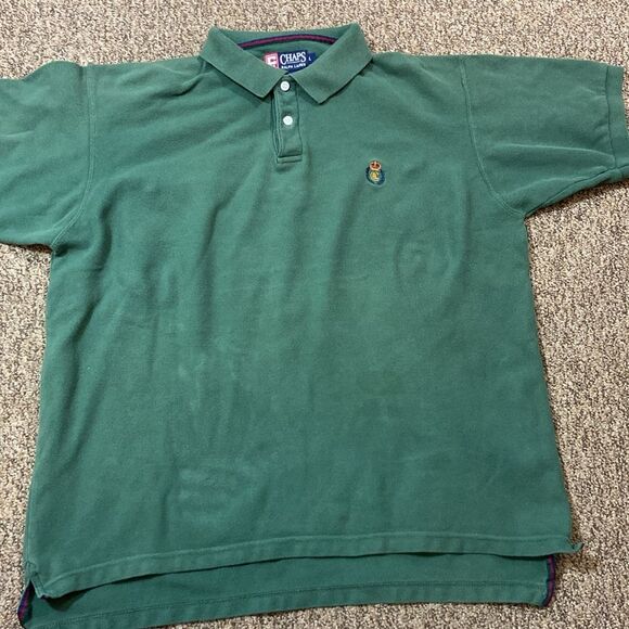 Vintage Chaps Ralph Lauren Green Sweater 💯 Cotton Size L - Picture 6 of 7